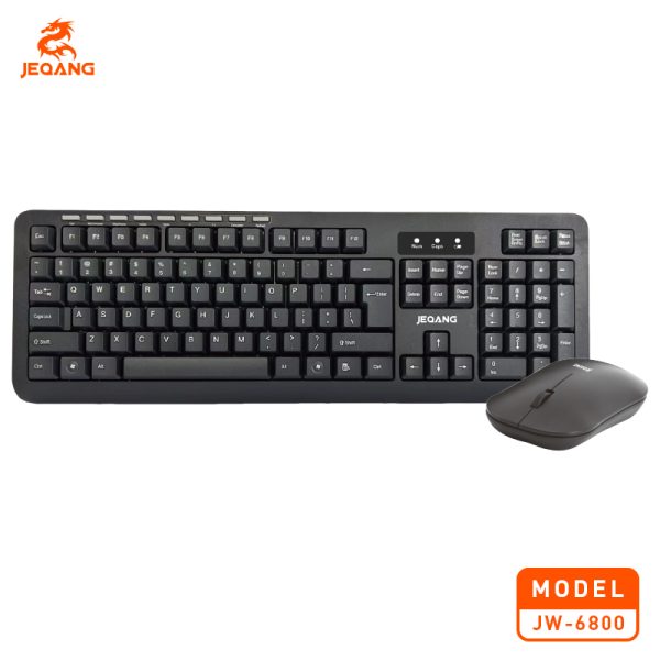 Jeqang JW-6800 Full Size 104 Keys Ergonomic Wireless Keyboard Mouse Combo 2.4Ghz Waterproof Multimedia PC Laptops Optical